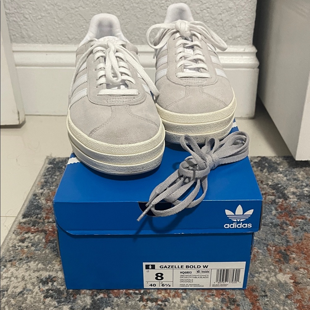Adidas Gazelle Bold W Sneakers in Soft Gray and White - Worn Once!